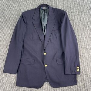 Vintage Brooks Brothers Blazer 46L Blue Wool Golden Button Brooksgate Crest Logo